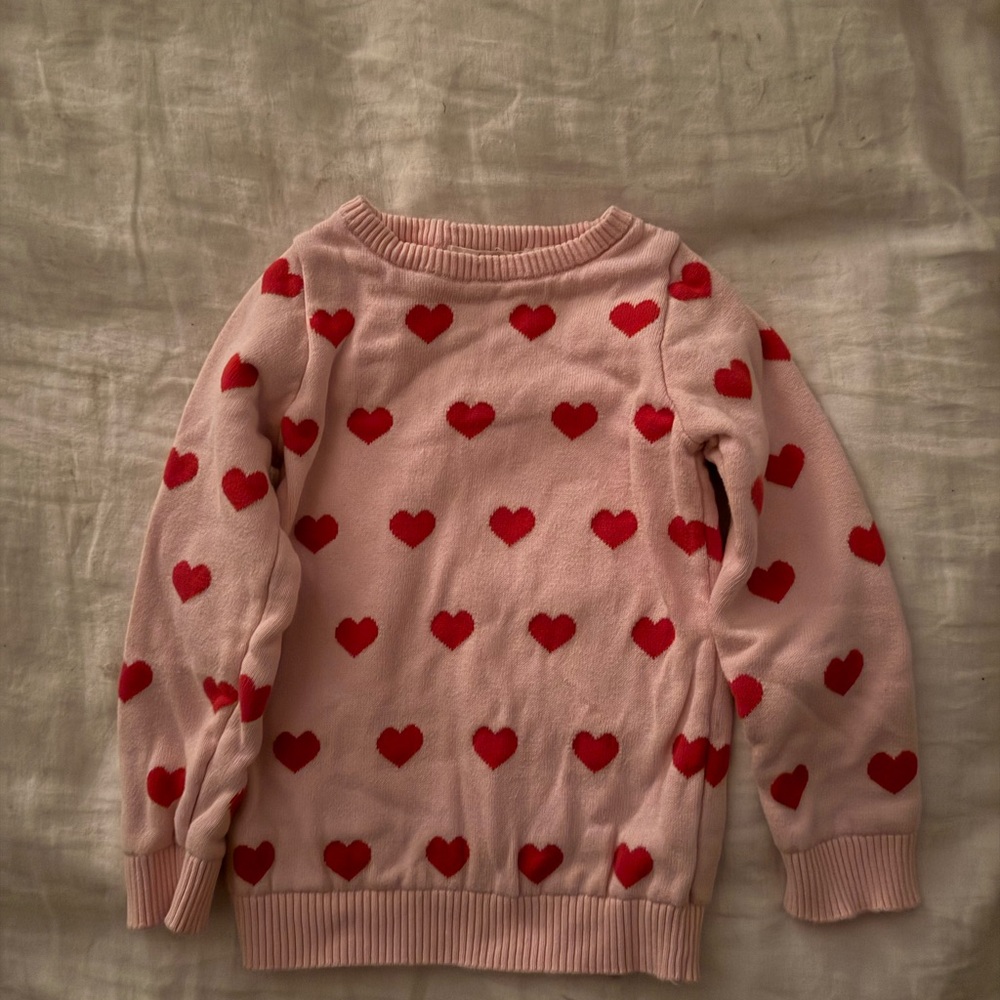 Pink Heart Pattern Kids Sweater - Picture 2 of 5